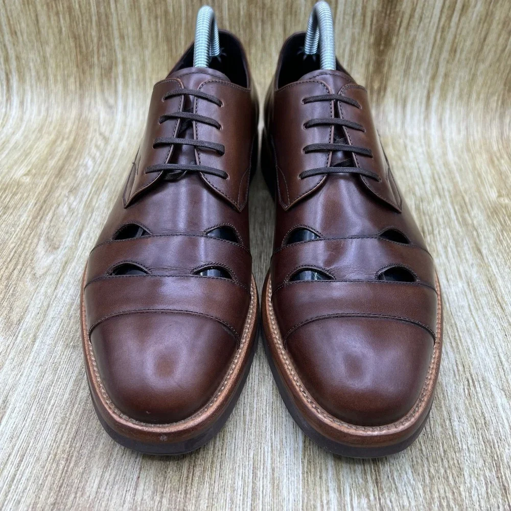 Salvatore Ferragamo Famoso Leather Oxfords Mens 7.5 2E Brown Italian Dress Shoes